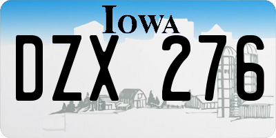 IA license plate DZX276