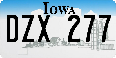 IA license plate DZX277