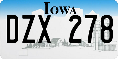 IA license plate DZX278