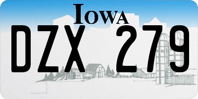 IA license plate DZX279