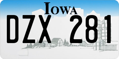 IA license plate DZX281