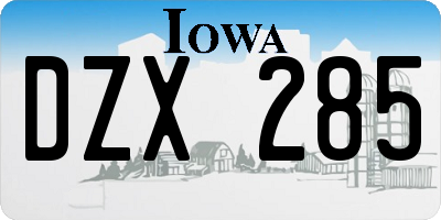 IA license plate DZX285