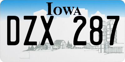 IA license plate DZX287