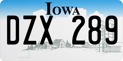IA license plate DZX289
