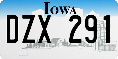 IA license plate DZX291