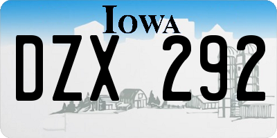 IA license plate DZX292