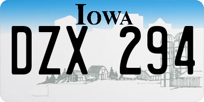 IA license plate DZX294