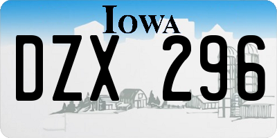 IA license plate DZX296