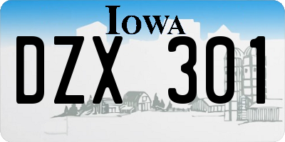 IA license plate DZX301
