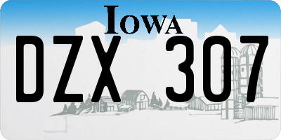 IA license plate DZX307