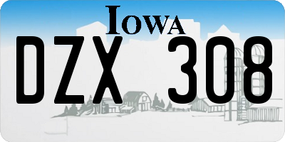 IA license plate DZX308