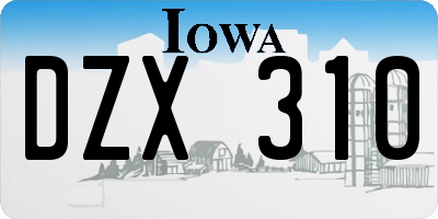 IA license plate DZX310