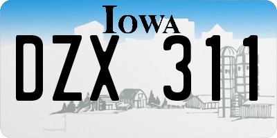 IA license plate DZX311