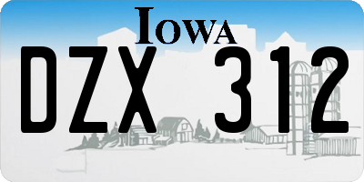 IA license plate DZX312