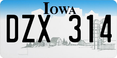 IA license plate DZX314