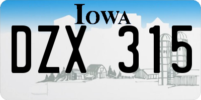 IA license plate DZX315