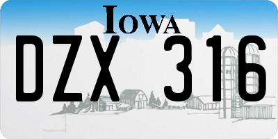 IA license plate DZX316