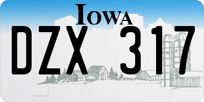 IA license plate DZX317
