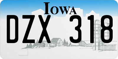 IA license plate DZX318