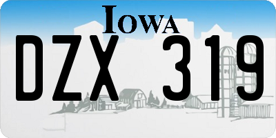 IA license plate DZX319