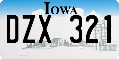 IA license plate DZX321