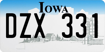 IA license plate DZX331