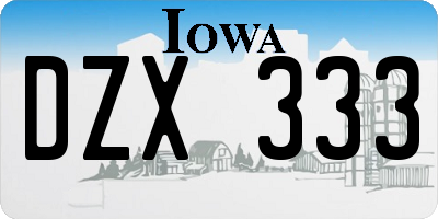 IA license plate DZX333