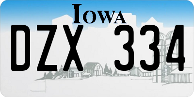 IA license plate DZX334