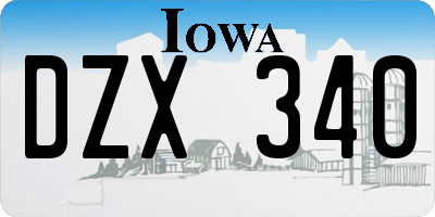 IA license plate DZX340