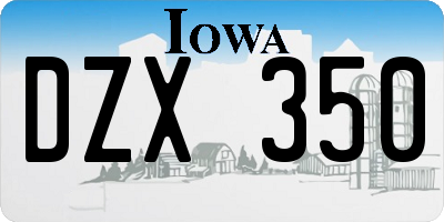 IA license plate DZX350