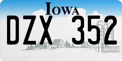 IA license plate DZX352