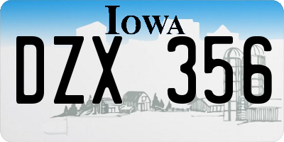 IA license plate DZX356