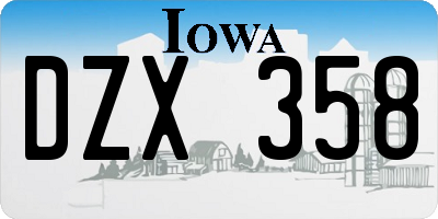 IA license plate DZX358