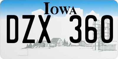 IA license plate DZX360