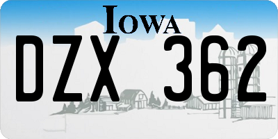 IA license plate DZX362