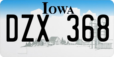 IA license plate DZX368