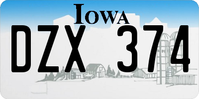 IA license plate DZX374