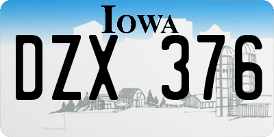 IA license plate DZX376