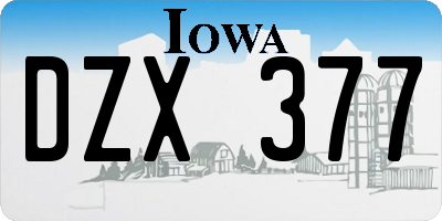 IA license plate DZX377