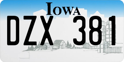 IA license plate DZX381