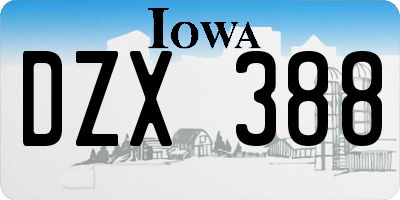 IA license plate DZX388
