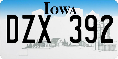 IA license plate DZX392