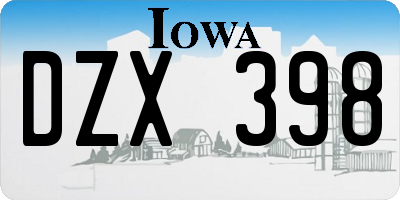 IA license plate DZX398