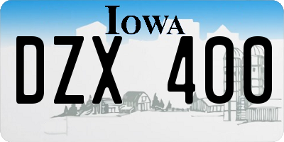 IA license plate DZX400