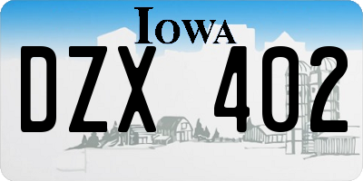 IA license plate DZX402