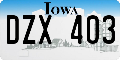 IA license plate DZX403