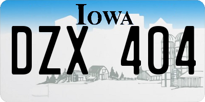 IA license plate DZX404