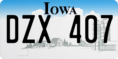 IA license plate DZX407