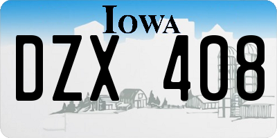 IA license plate DZX408