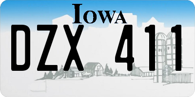 IA license plate DZX411